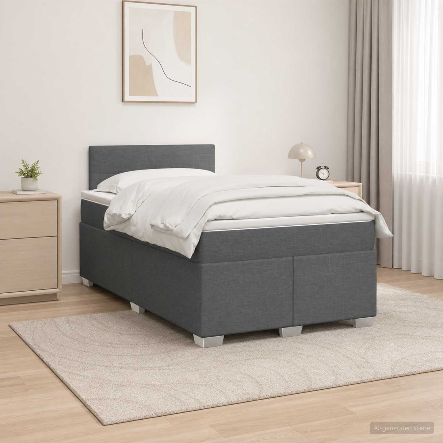 vidaXL Κρεβάτι Box Spring με Στρώμα και LED Σκούρο Γκρι 120 x 190 cm