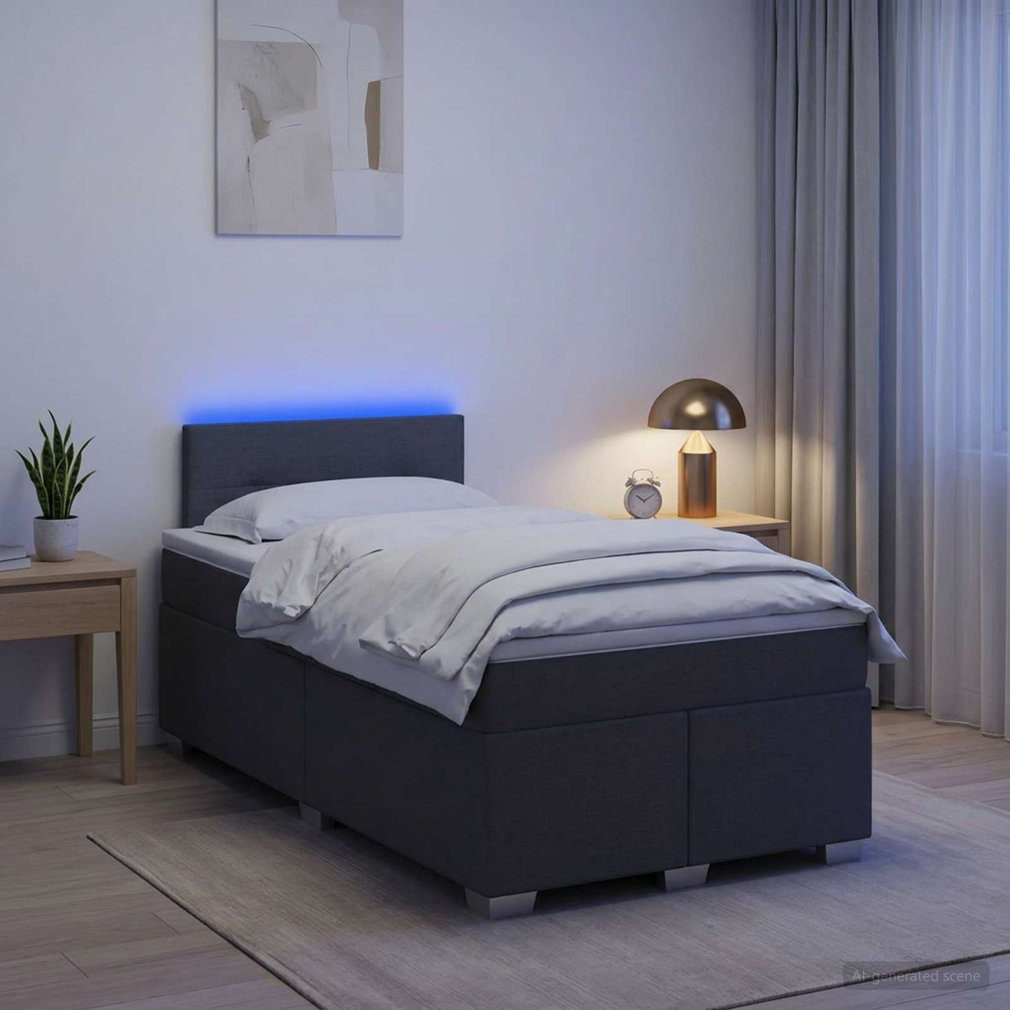 vidaXL Κρεβάτι Box Spring με Στρώμα και LED Σκούρο Γκρι 120 x 200 cm