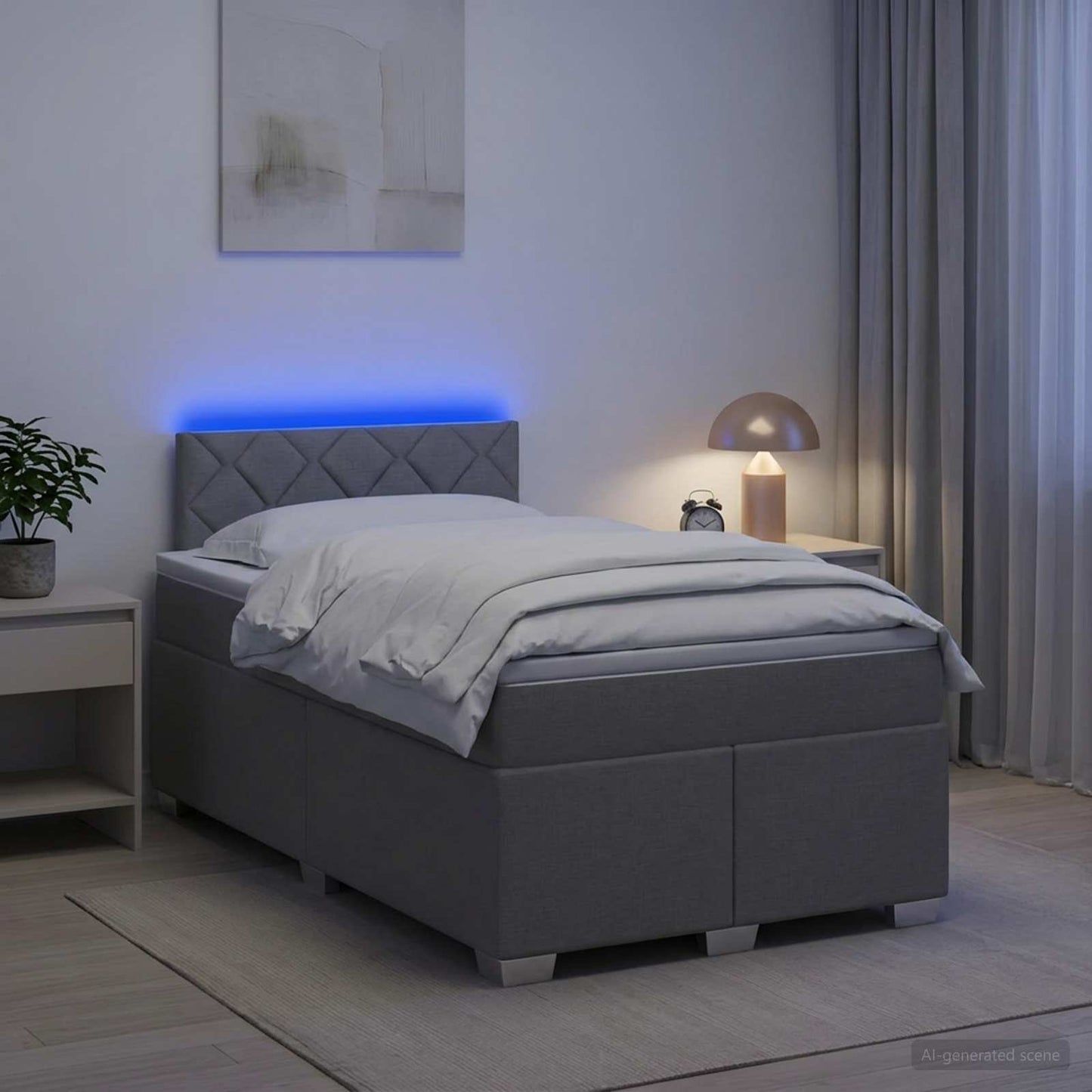 vidaXL Κρεβάτι Box Spring με Στρώμα και LED Ανοιχτό γκρι 120 x 200 cm