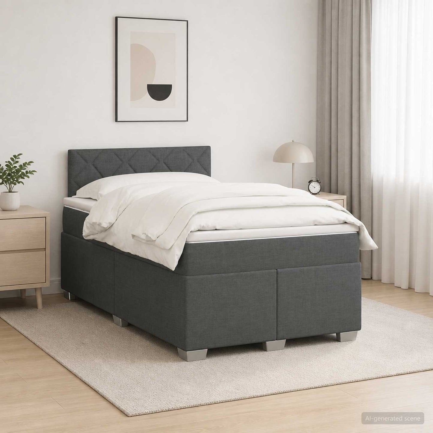 vidaXL Κρεβάτι Box Spring με Στρώμα και LED Σκούρο Γκρι 120 x 200 cm
