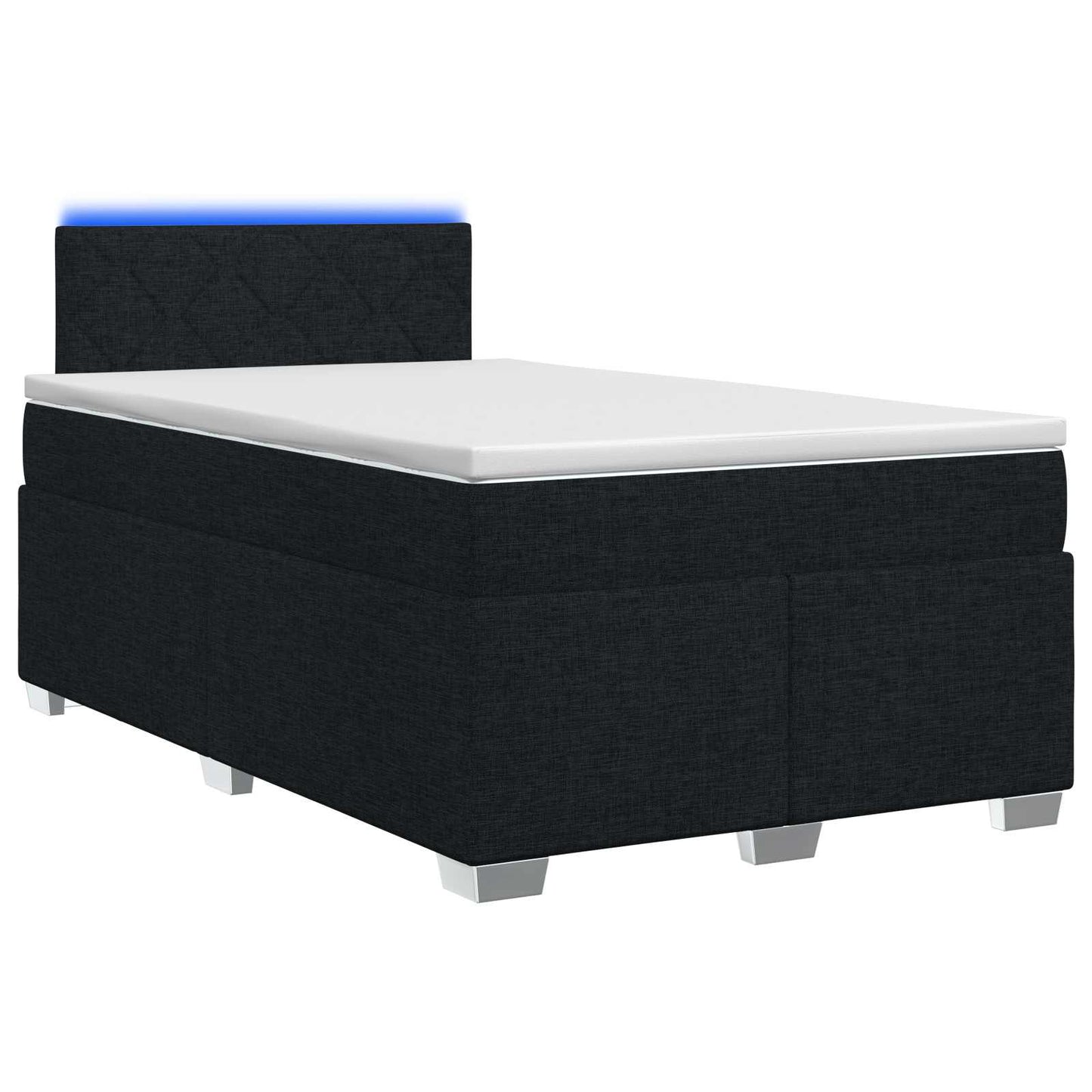 vidaXL Κρεβάτι Box Spring με Στρώμα και LED Μαύρο 120 x 190 cm Ύφασμα