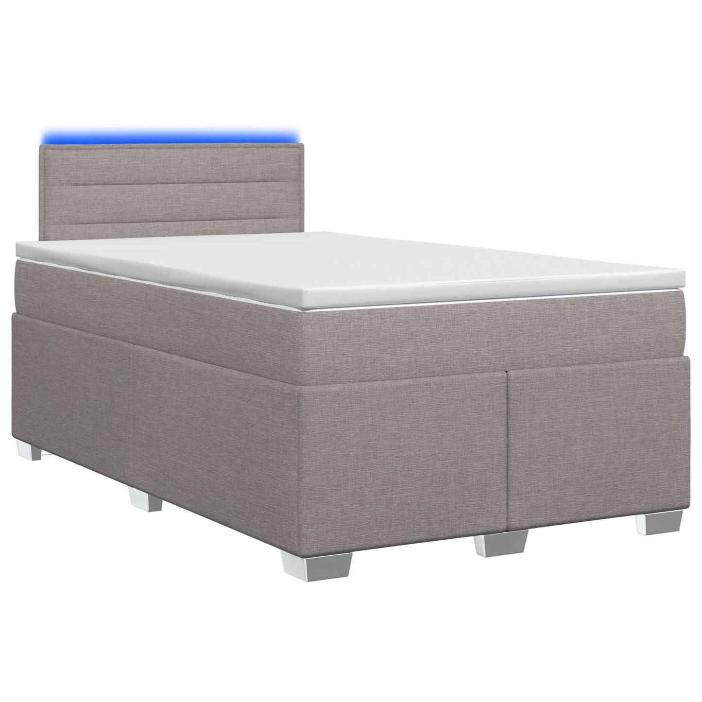 vidaXL Κρεβάτι Box Spring με Στρώμα και LED Taupe 120 x 200 cm Ύφασμα