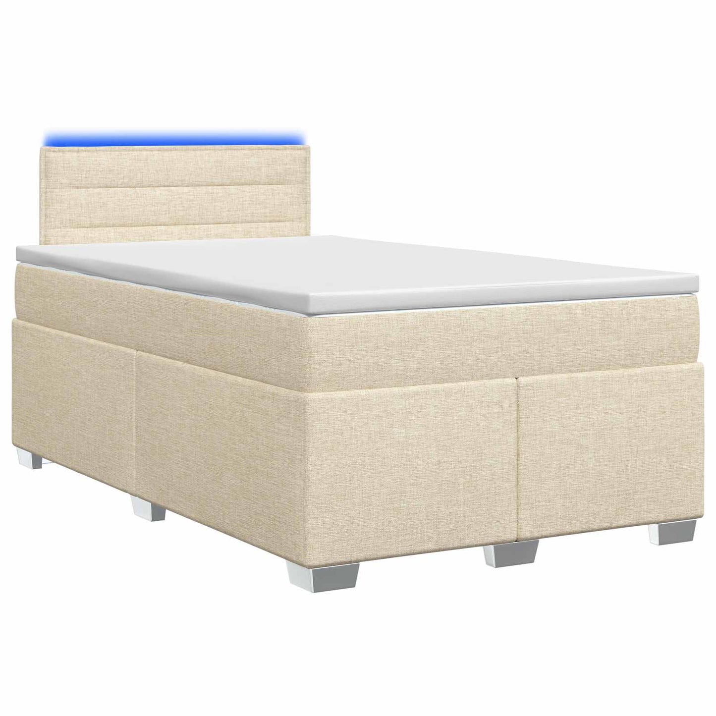 vidaXL Κρεβάτι Box Spring με Στρώμα και LED Κρεμ 120 x 200 cm Ύφασμα
