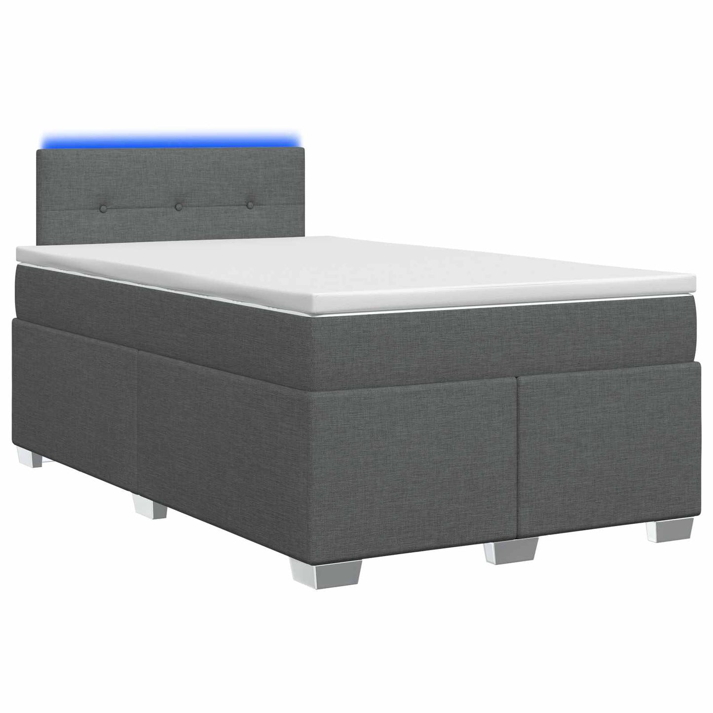 vidaXL Κρεβάτι Box Spring με Στρώμα και LED Σκούρο Γκρι 120 x 200 cm