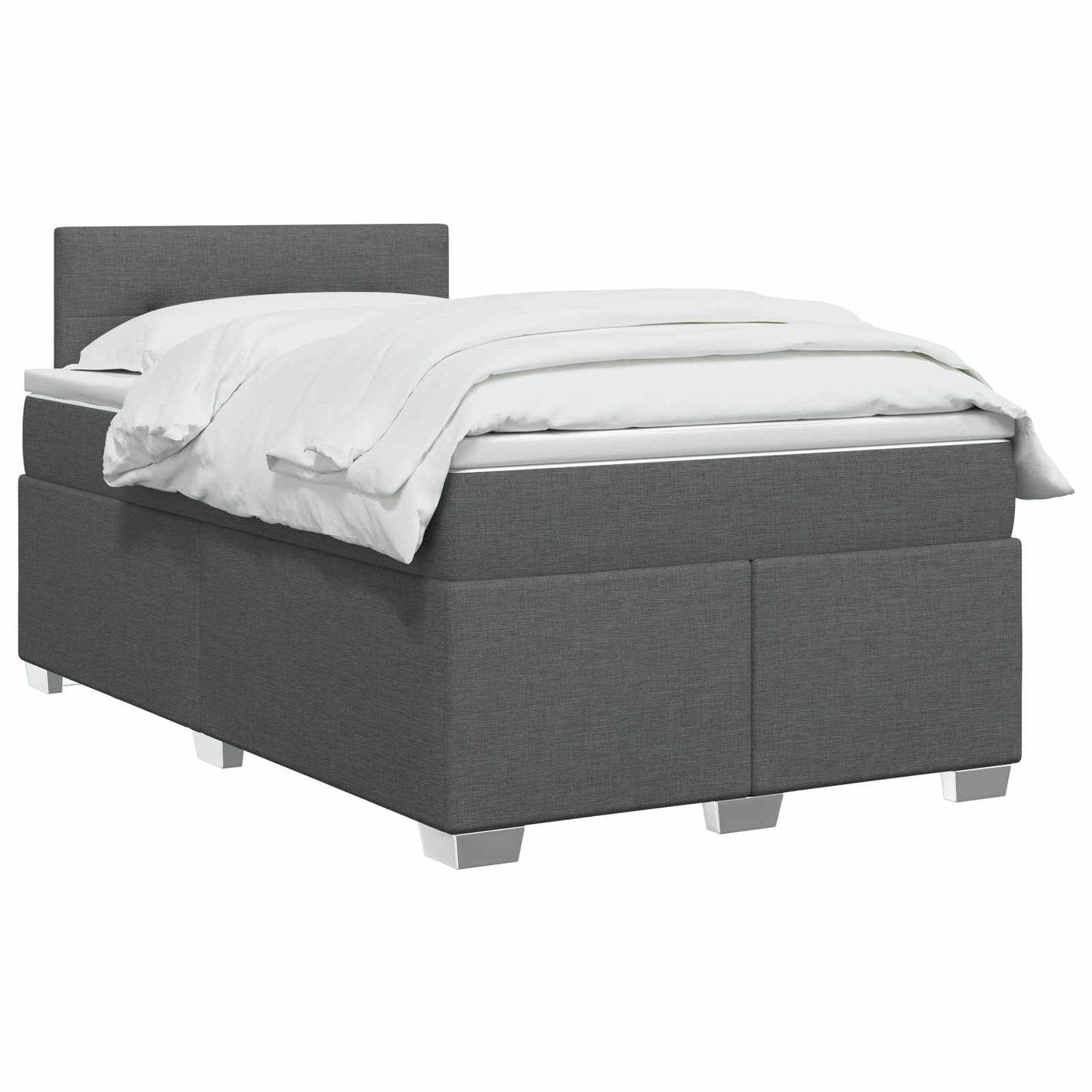 vidaXL Κρεβάτι Box Spring με Στρώμα και LED Σκούρο Γκρι 120 x 200 cm