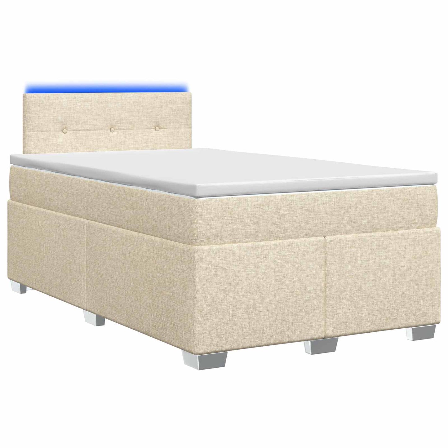 vidaXL Κρεβάτι Box Spring με Στρώμα και LED Κρεμ 120 x 200 cm Ύφασμα