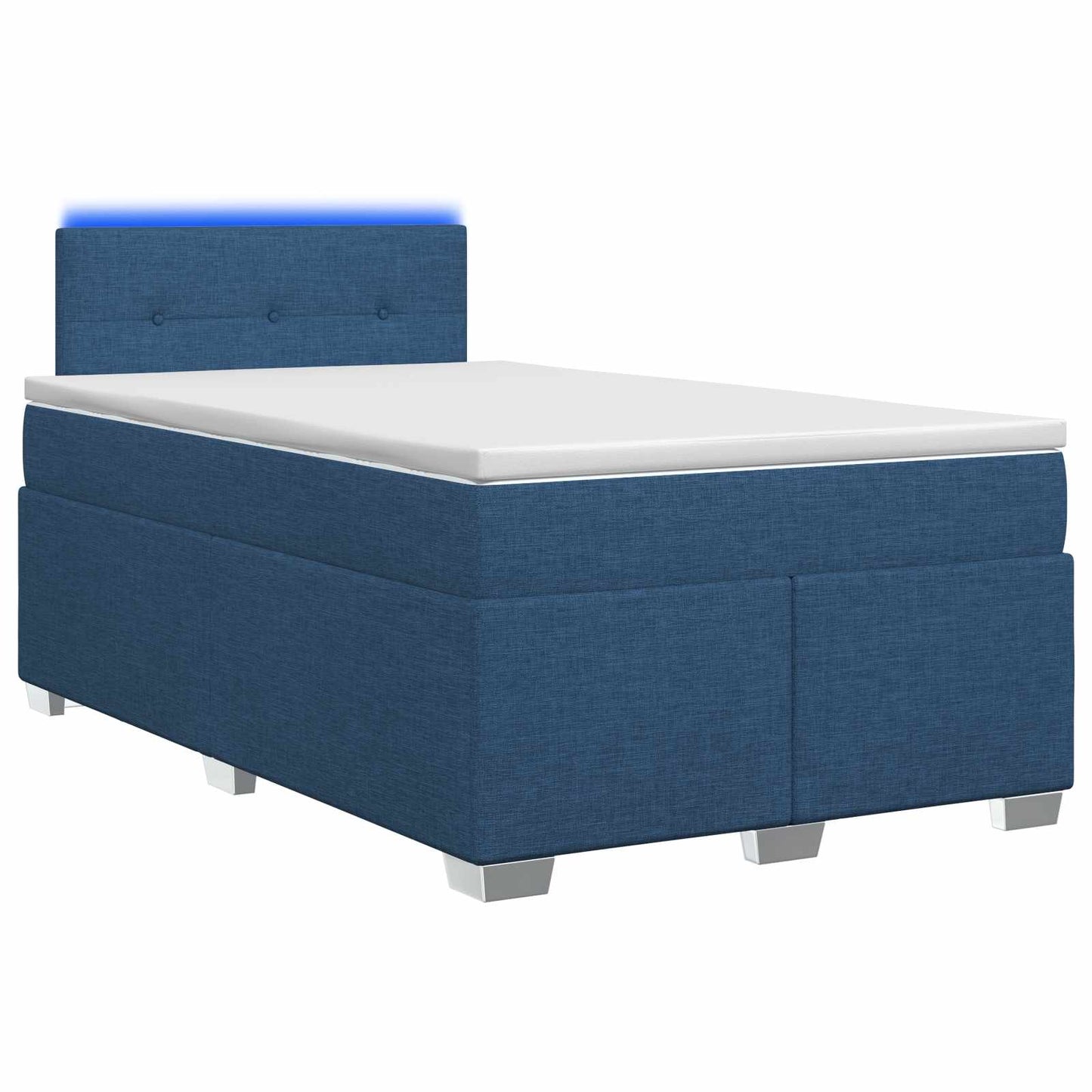 vidaXL Κρεβάτι Box Spring με Στρώμα και LED Μπλε 120 x 200 cm Ύφασμα