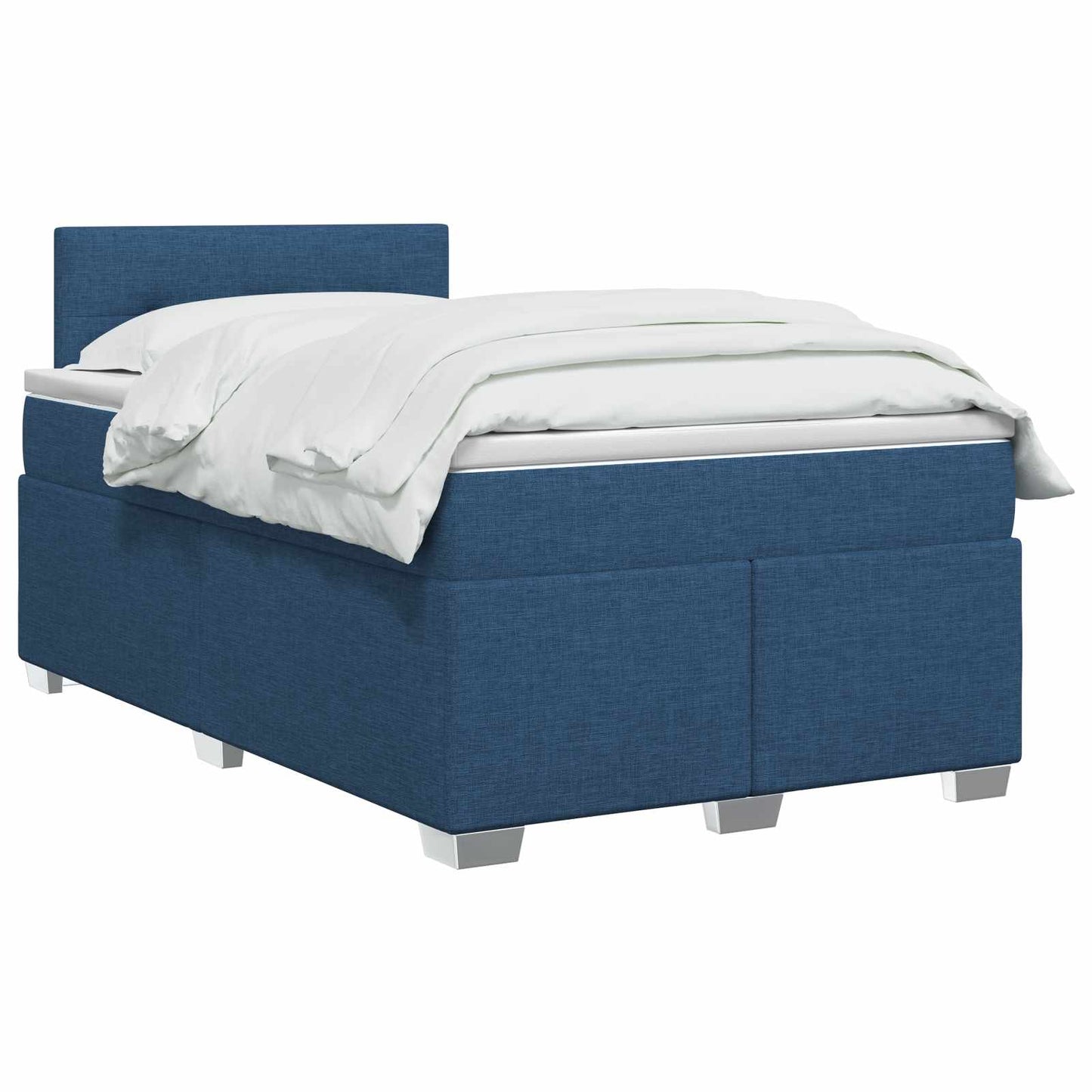 vidaXL Κρεβάτι Box Spring με Στρώμα και LED Μπλε 120 x 200 cm Ύφασμα