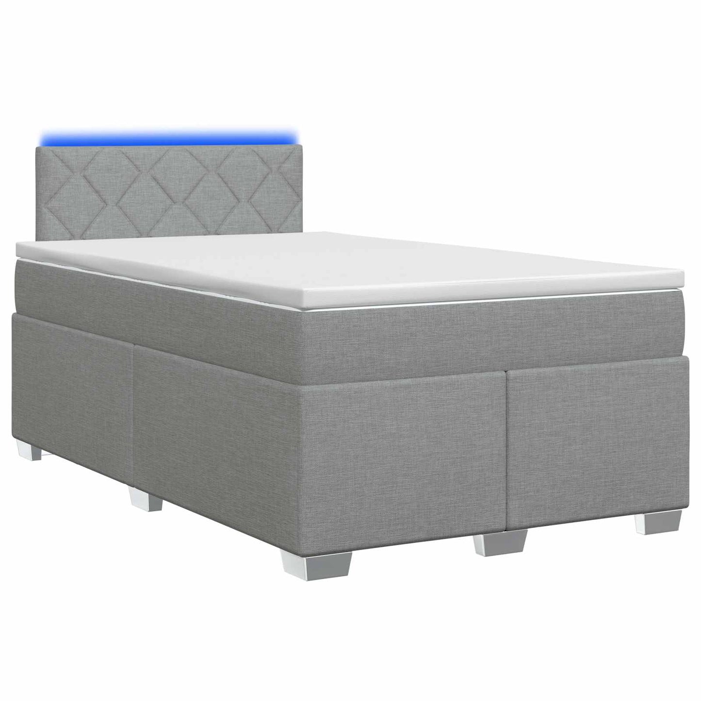 vidaXL Κρεβάτι Box Spring με Στρώμα και LED Ανοιχτό γκρι 120 x 200 cm