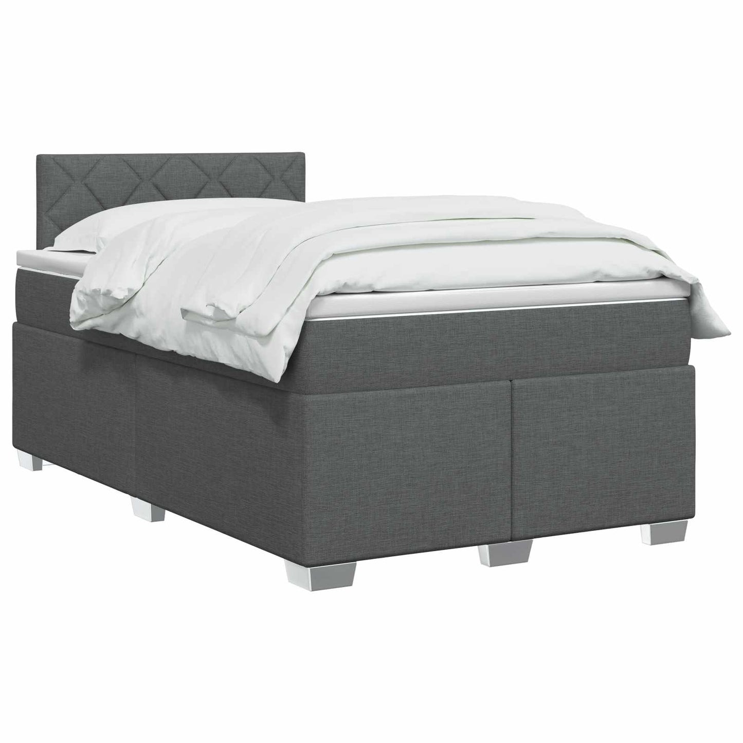 vidaXL Κρεβάτι Box Spring με Στρώμα και LED Σκούρο Γκρι 120 x 200 cm