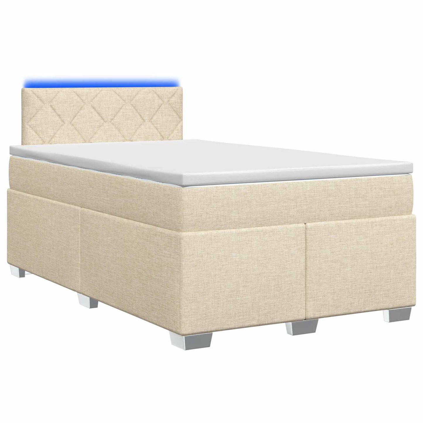 vidaXL Κρεβάτι Box Spring με Στρώμα και LED Κρεμ 120 x 200 cm Ύφασμα
