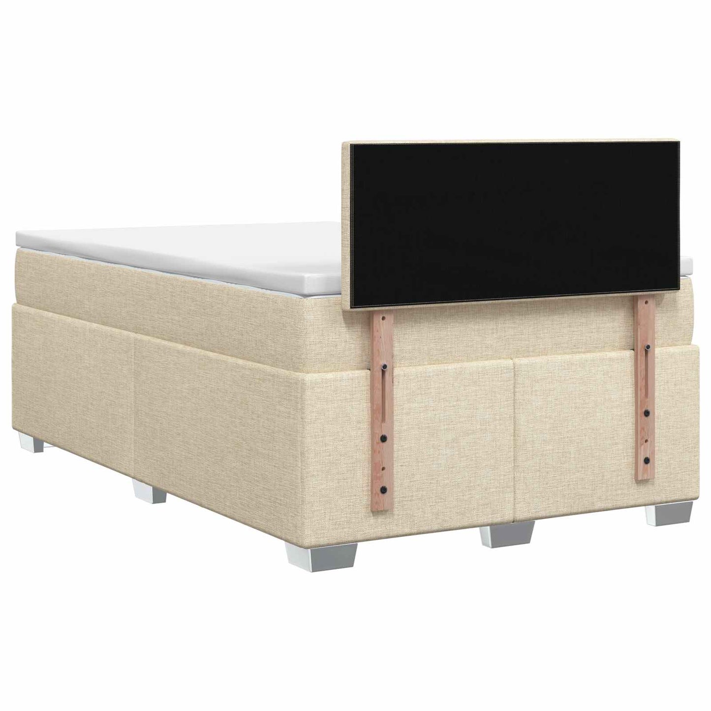 vidaXL Κρεβάτι Box Spring με Στρώμα και LED Κρεμ 120 x 200 cm Ύφασμα