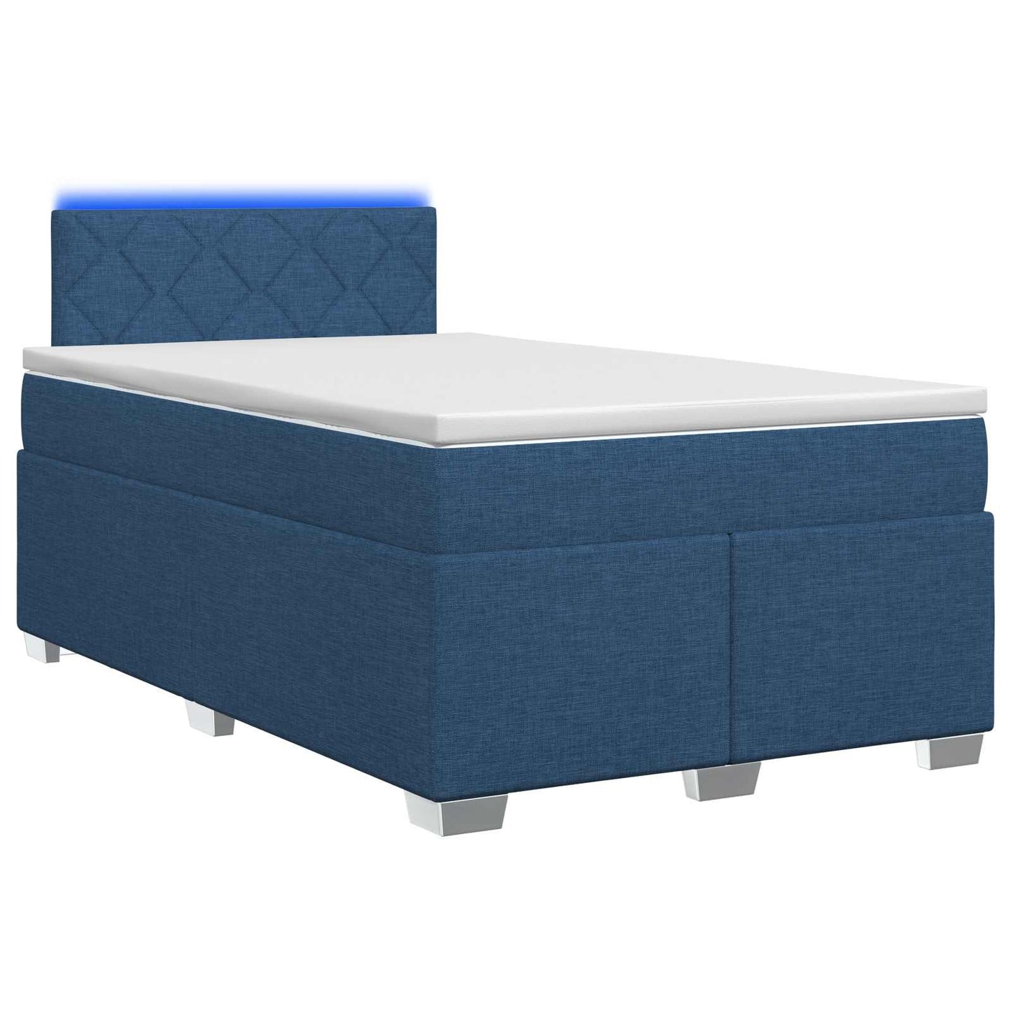 vidaXL Κρεβάτι Box Spring με Στρώμα και LED Μπλε 120 x 200 cm Ύφασμα