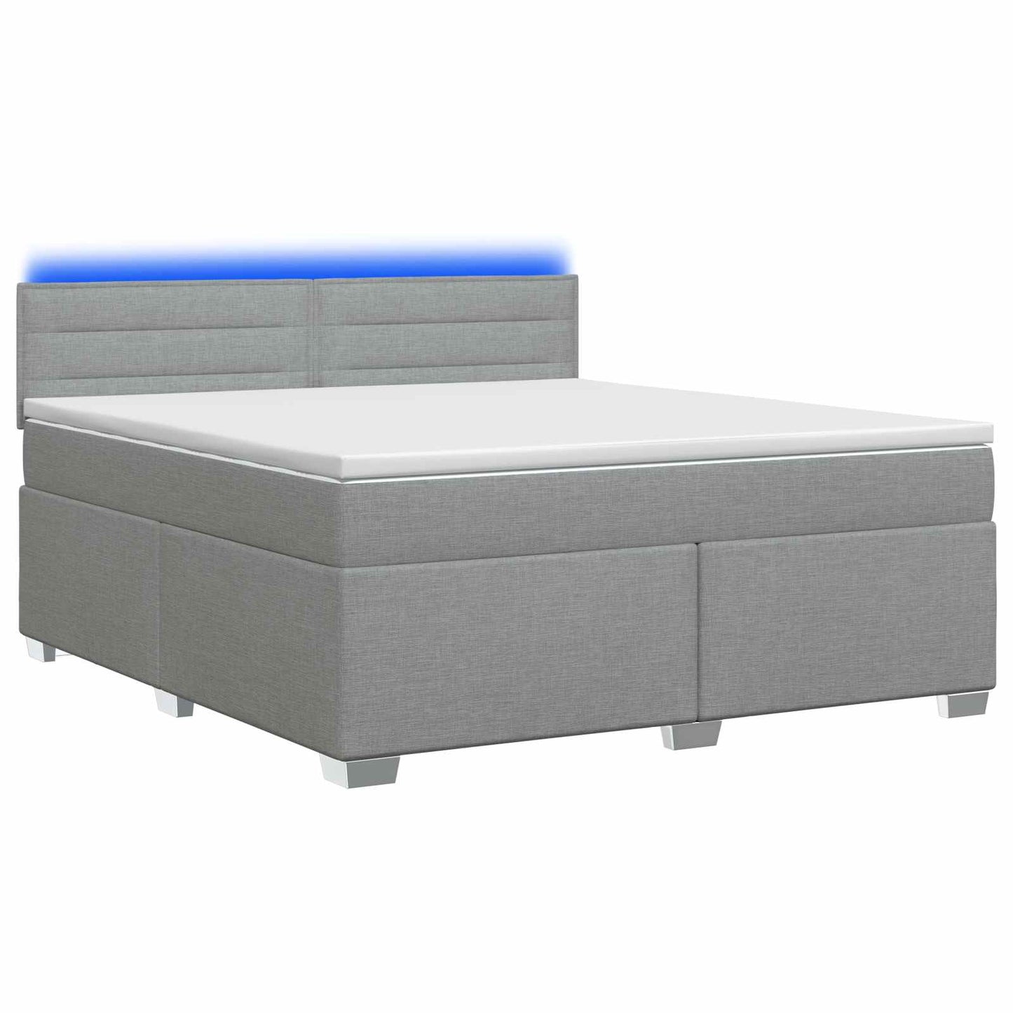 vidaXL Κρεβάτι Box Spring με Στρώμα και LED Ανοιχτό γκρι 140 x 190 cm