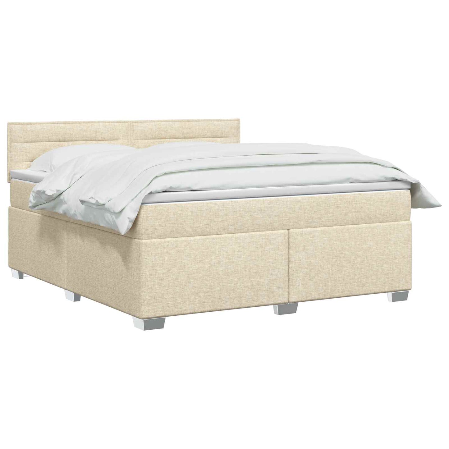 vidaXL Κρεβάτι Box Spring με Στρώμα και LED Κρεμ 140 x 190 cm Ύφασμα