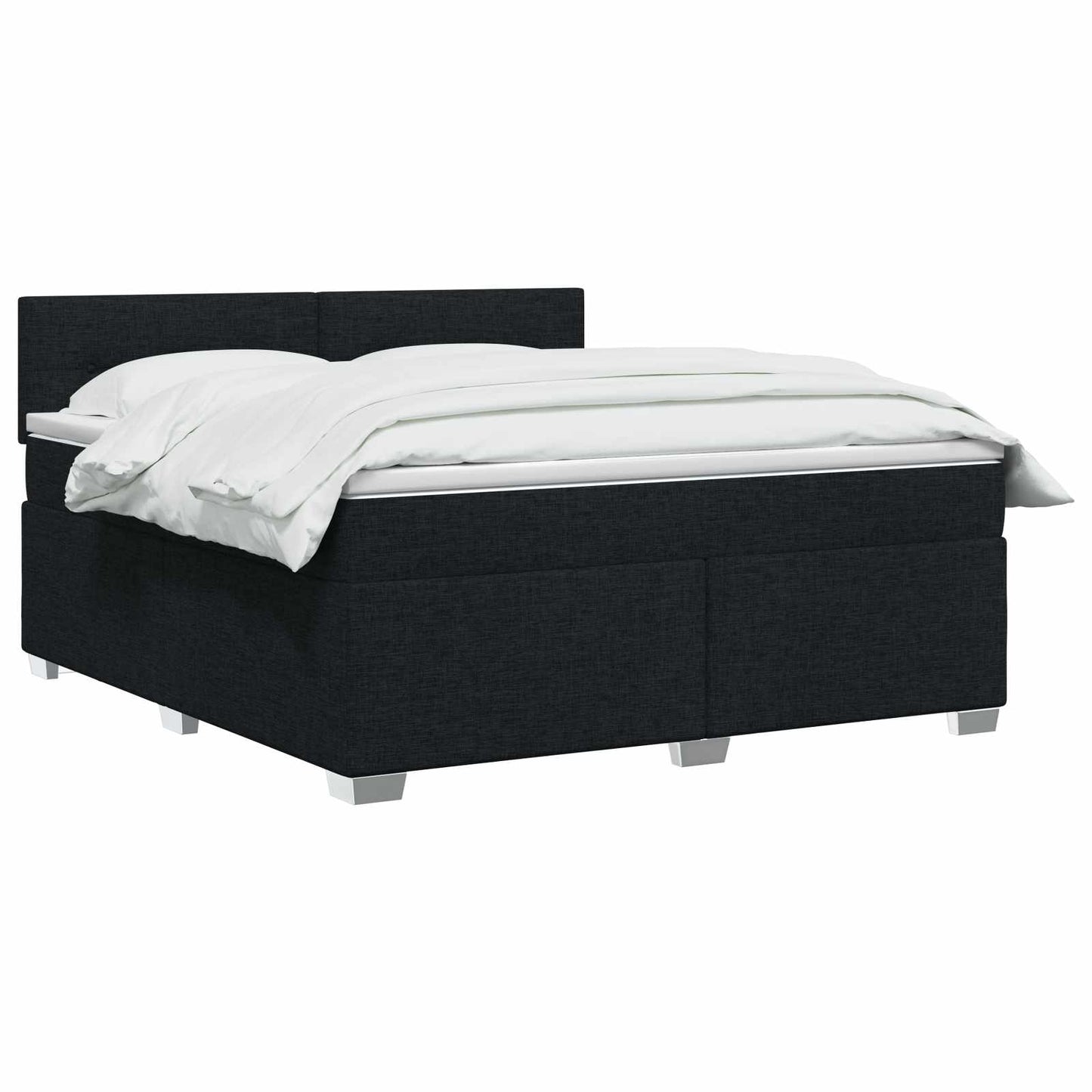 vidaXL Κρεβάτι Box Spring με Στρώμα και LED Μαύρο 140 x 190 cm Ύφασμα