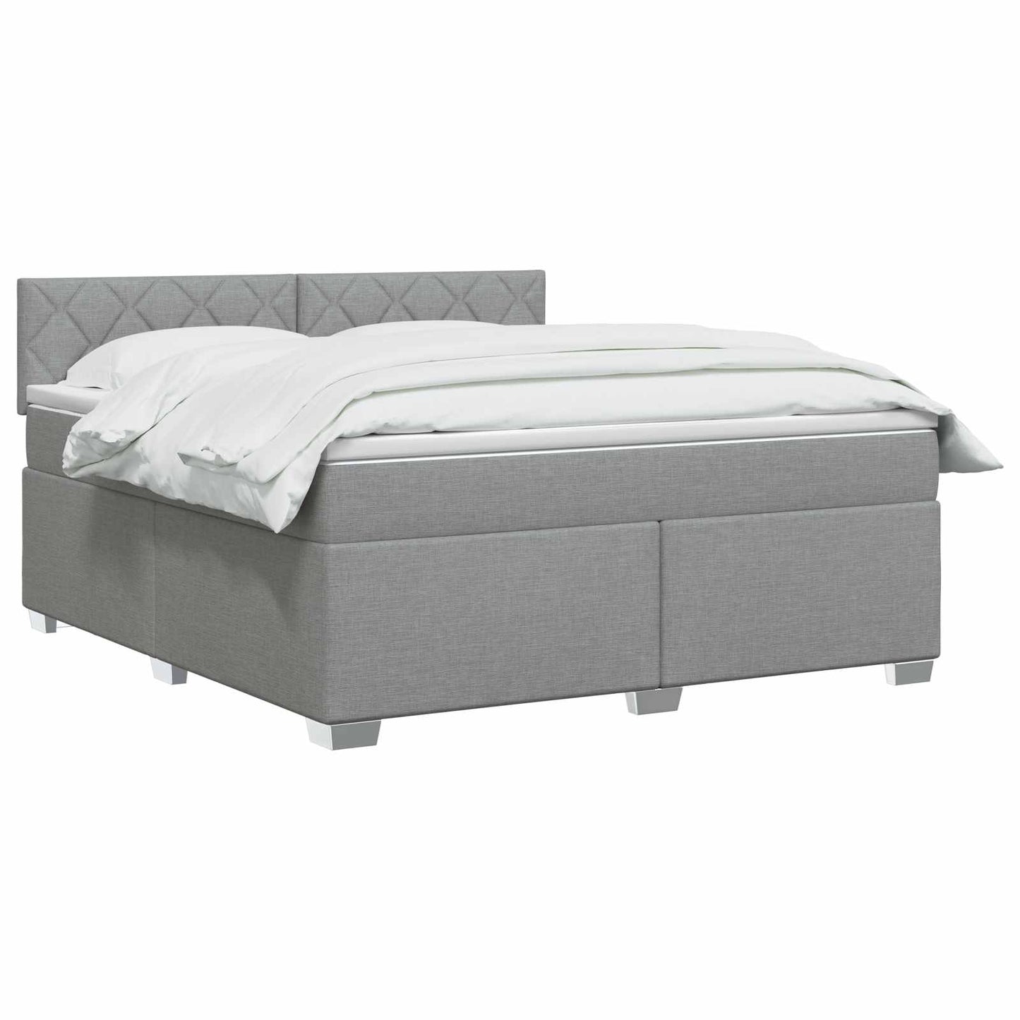 vidaXL Κρεβάτι Box Spring με Στρώμα και LED Ανοιχτό γκρι 140 x 190 cm