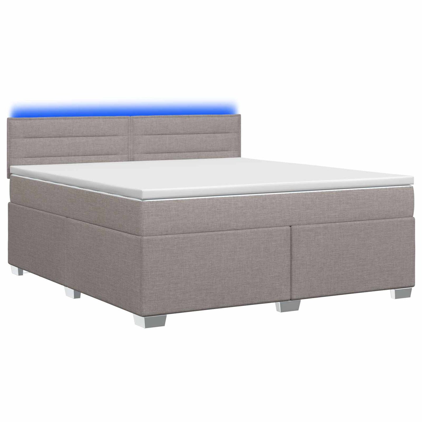 vidaXL Κρεβάτι Box Spring με Στρώμα και LED Taupe 140 x 200 cm Ύφασμα