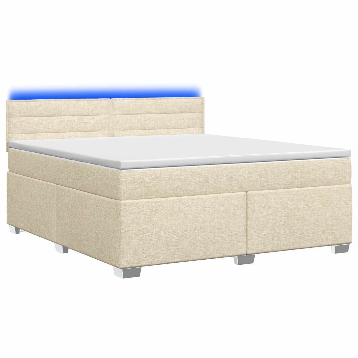 vidaXL Κρεβάτι Box Spring με Στρώμα και LED Κρεμ 140 x 200 cm Ύφασμα