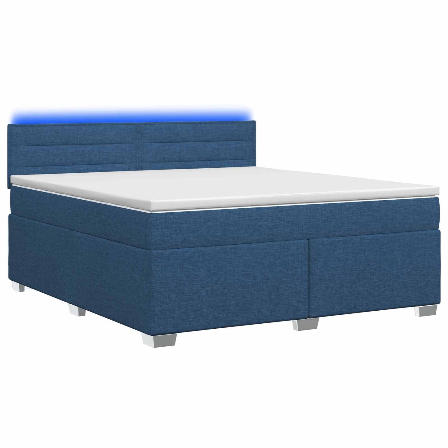 vidaXL Κρεβάτι Box Spring με Στρώμα και LED Μπλε 140 x 200 cm Ύφασμα