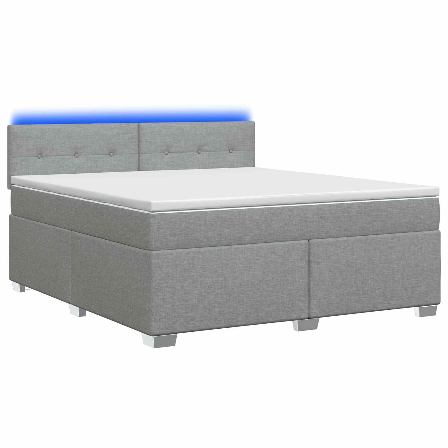vidaXL Κρεβάτι Box Spring με Στρώμα και LED Ανοιχτό γκρι 140 x 200 cm