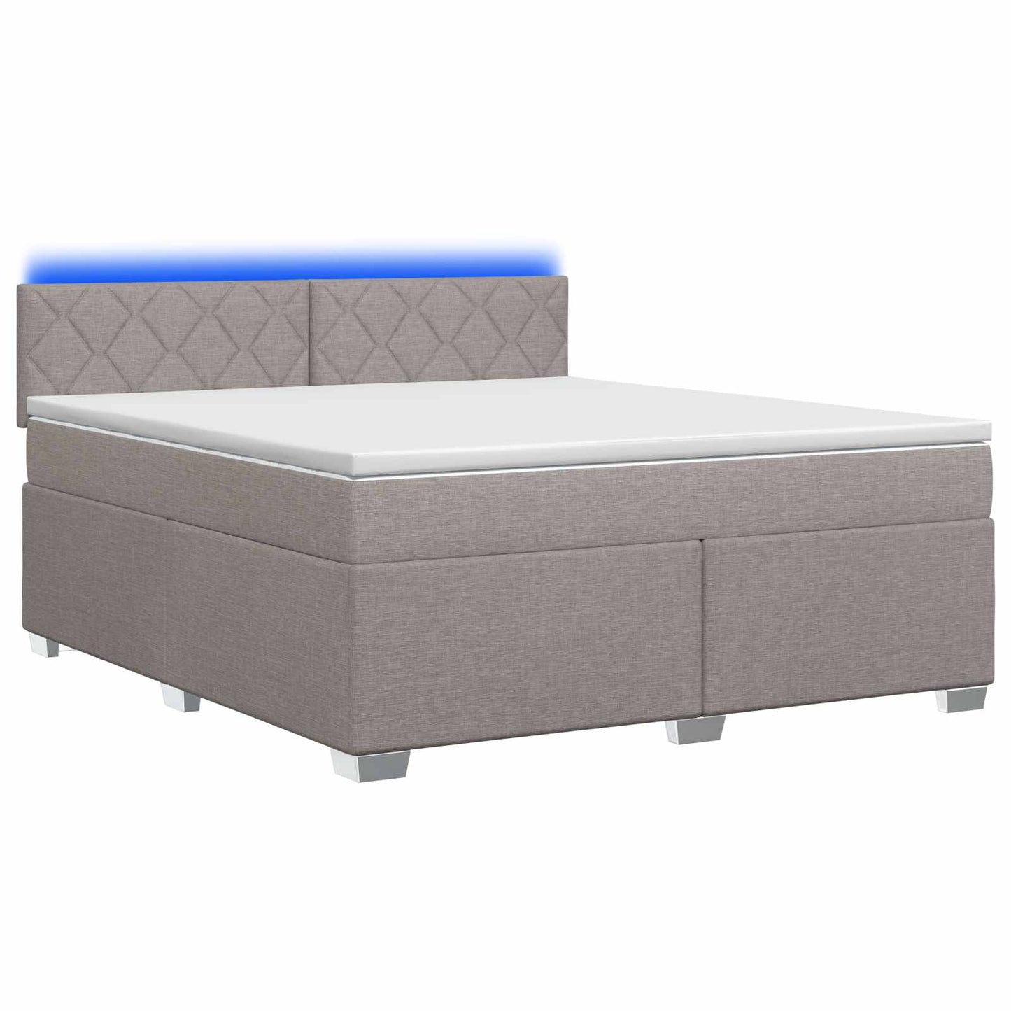 vidaXL Κρεβάτι Box Spring με Στρώμα και LED Taupe 140 x 200 cm Ύφασμα