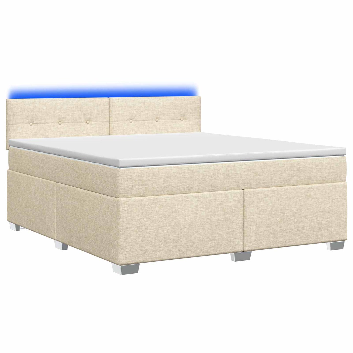 vidaXL Κρεβάτι Box Spring με Στρώμα και LED Κρεμ 160 x 200 cm Ύφασμα