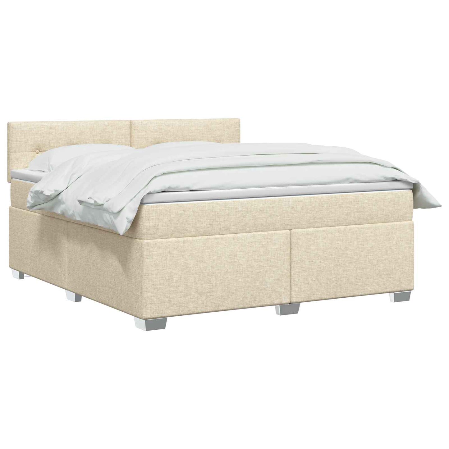 vidaXL Κρεβάτι Box Spring με Στρώμα και LED Κρεμ 160 x 200 cm Ύφασμα