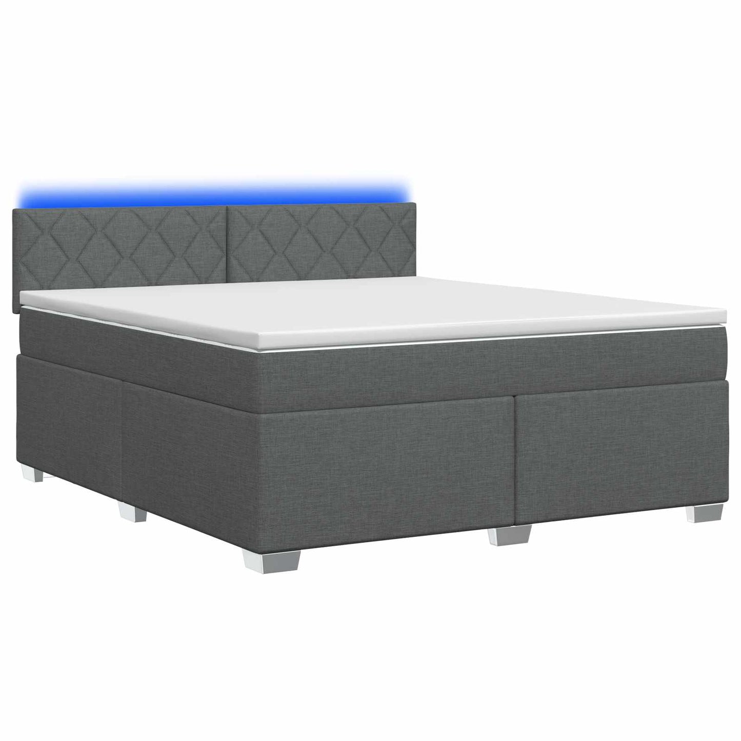 vidaXL Κρεβάτι Box Spring με Στρώμα και LED Σκούρο Γκρι 160 x 200 cm