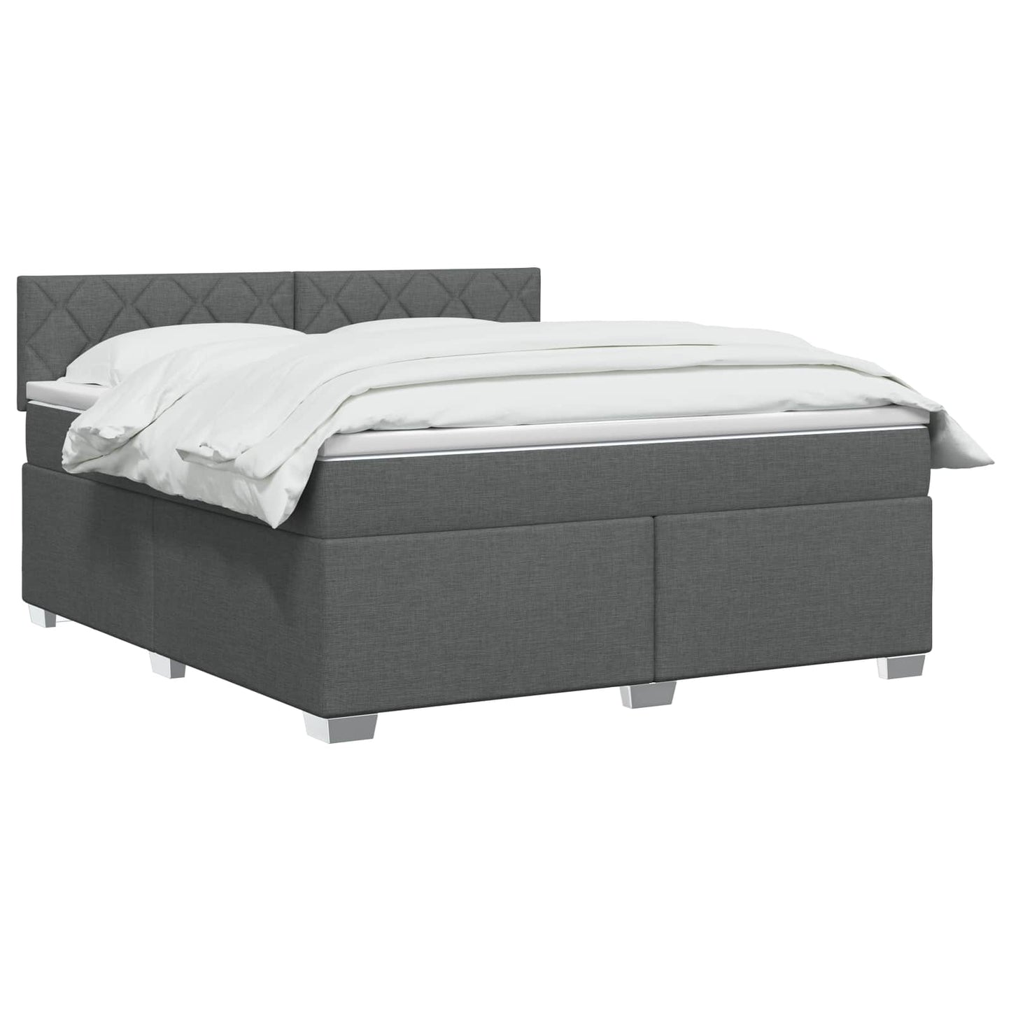 vidaXL Κρεβάτι Box Spring με Στρώμα και LED Σκούρο Γκρι 160 x 200 cm