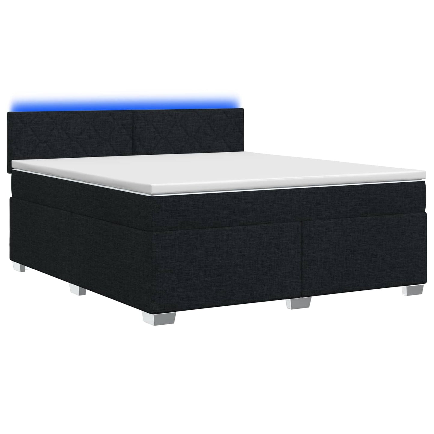 vidaXL Κρεβάτι Box Spring με Στρώμα και LED Μαύρο 160 x 200 cm Ύφασμα