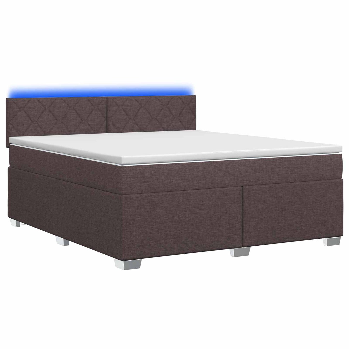 vidaXL Κρεβάτι Box Spring με Στρώμα και LED Σκούρο Καφέ 160 x 200 cm
