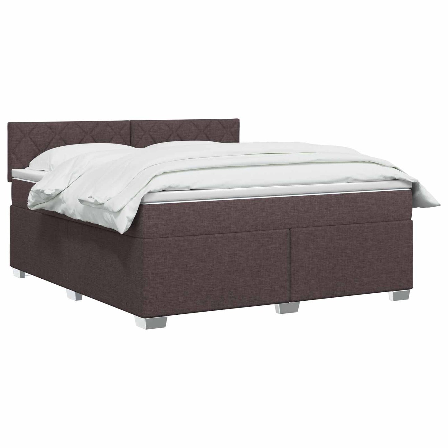 vidaXL Κρεβάτι Box Spring με Στρώμα και LED Σκούρο Καφέ 160 x 200 cm