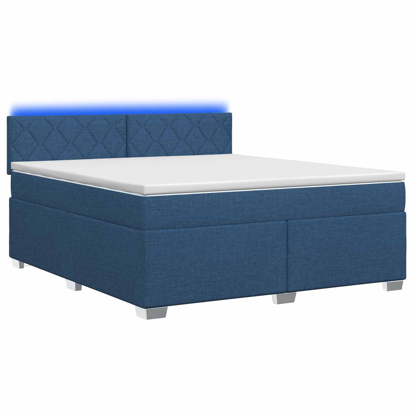 vidaXL Κρεβάτι Box Spring με Στρώμα και LED Μπλε 160 x 200 cm Ύφασμα