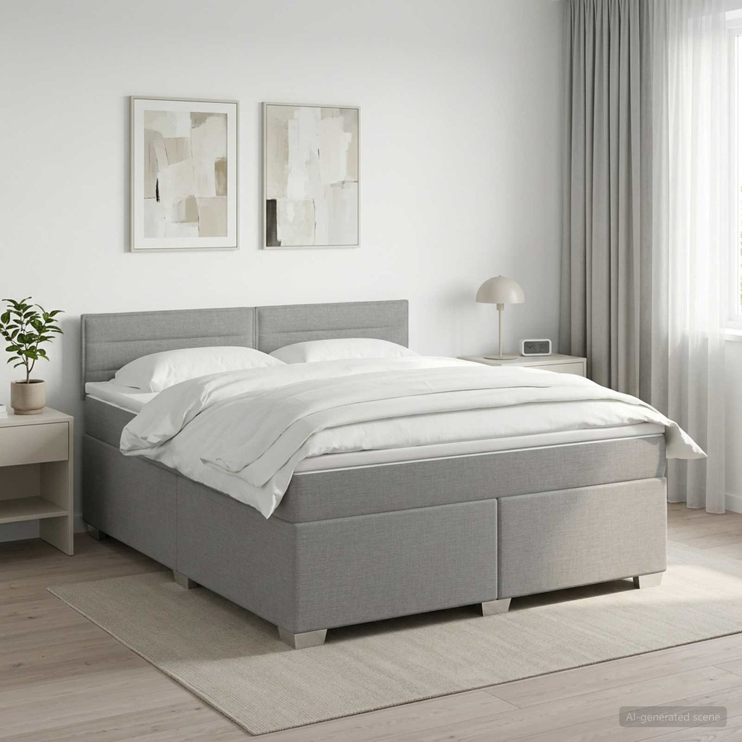 vidaXL Κρεβάτι Box Spring με Στρώμα και LED Ανοιχτό γκρι 140 x 190 cm