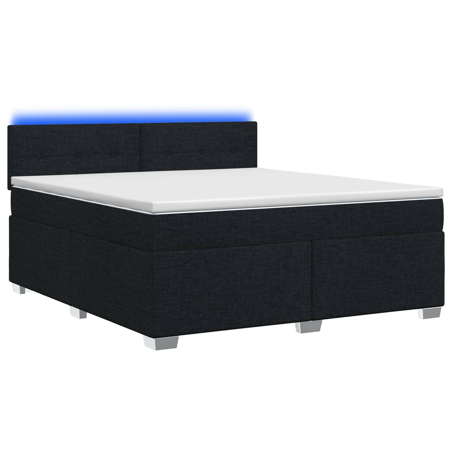 vidaXL Κρεβάτι Box Spring με Στρώμα και LED Μαύρο 180 x 200 cm Ύφασμα