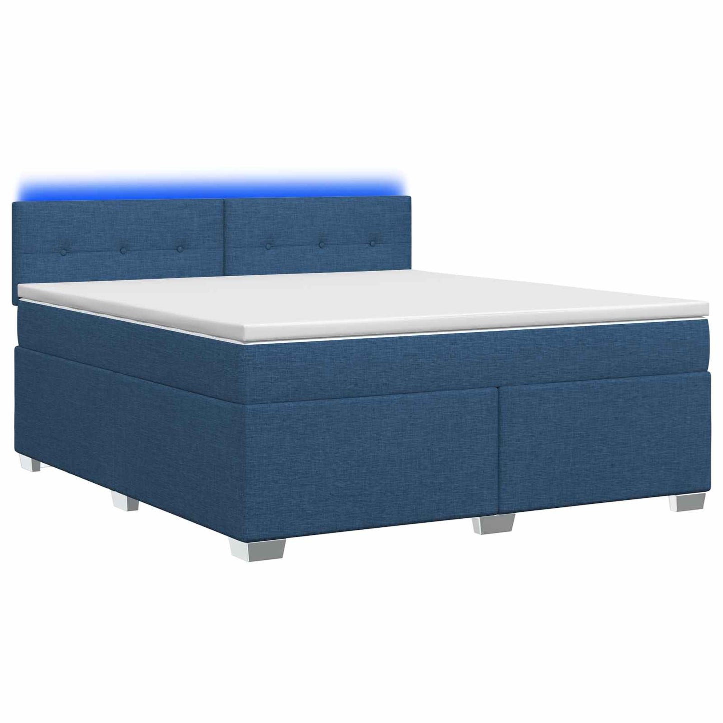 vidaXL Κρεβάτι Box Spring με Στρώμα και LED Μπλε 180 x 200 cm Ύφασμα