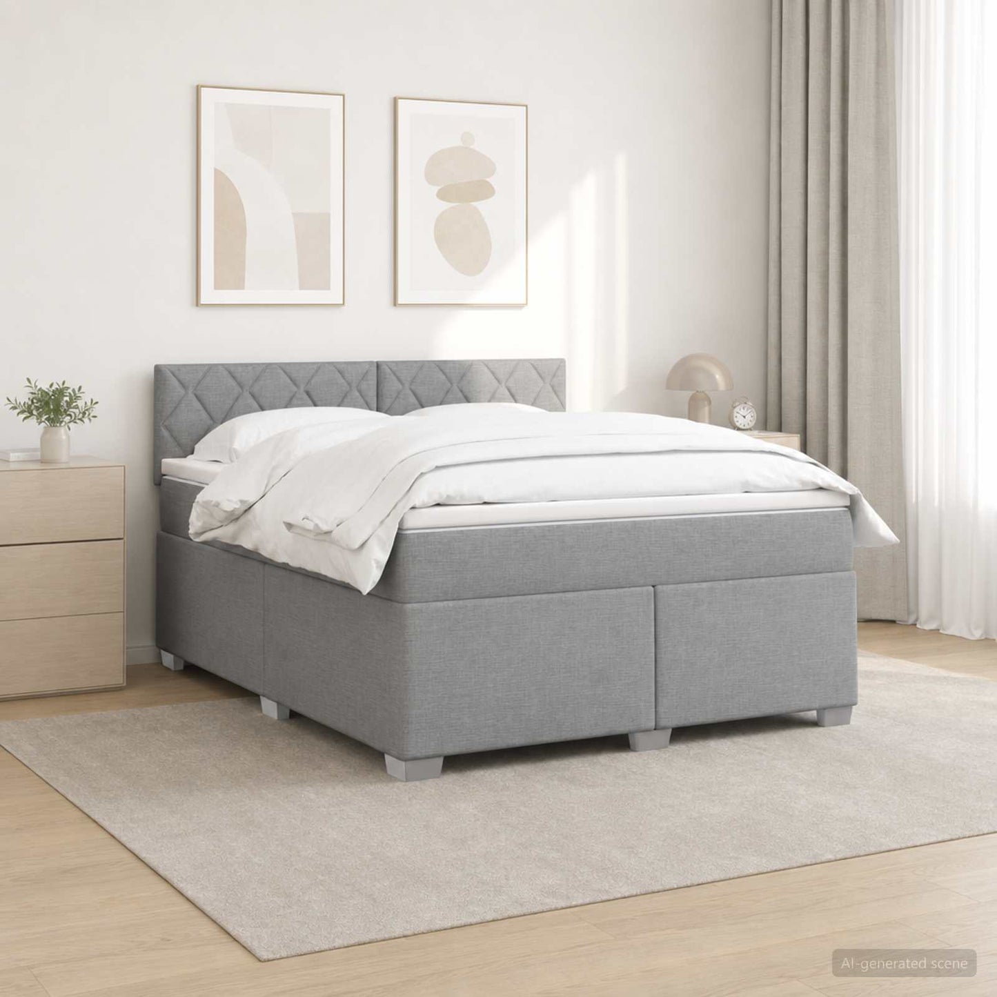 vidaXL Κρεβάτι Box Spring με Στρώμα και LED Ανοιχτό γκρι 180 x 200 cm