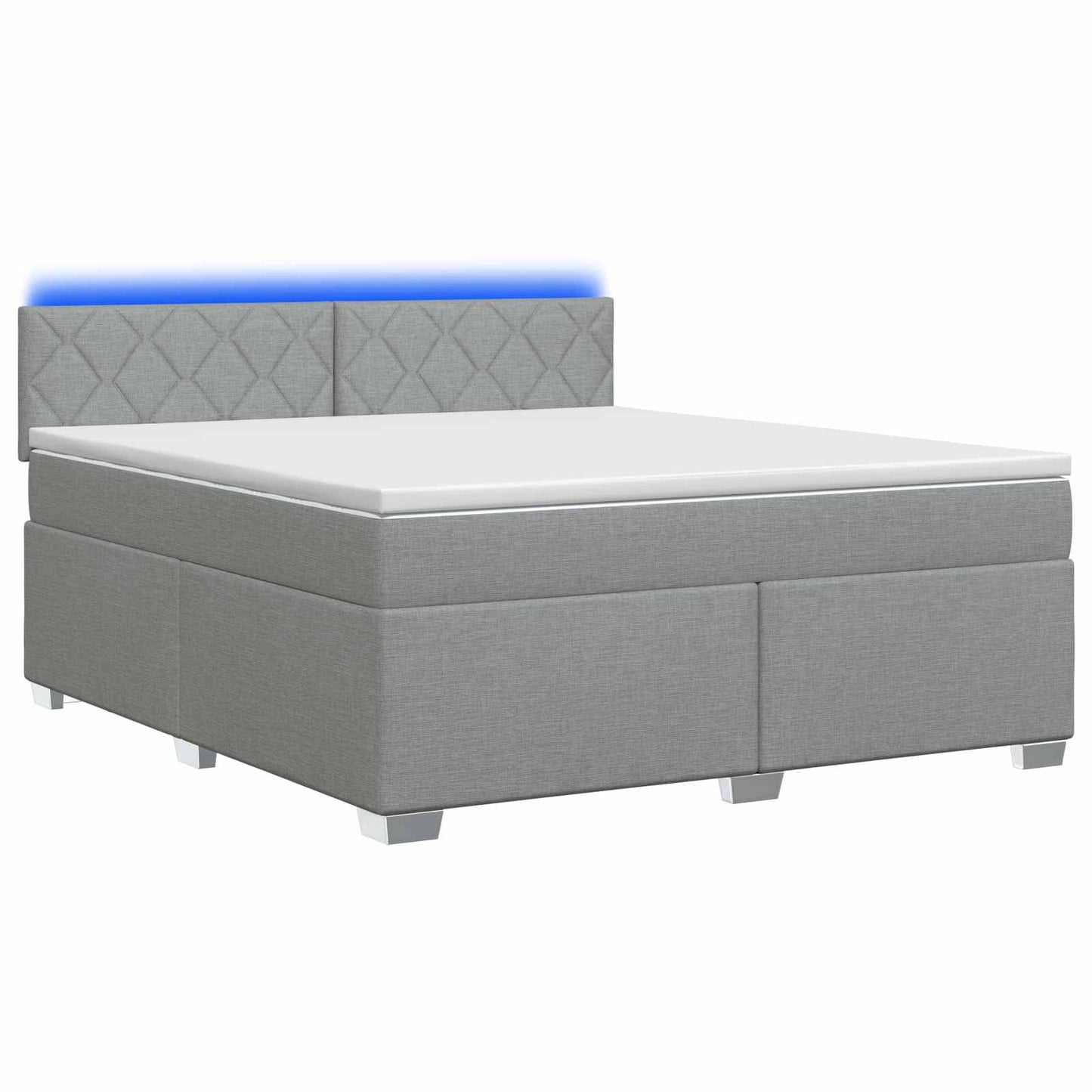 vidaXL Κρεβάτι Box Spring με Στρώμα και LED Ανοιχτό γκρι 180 x 200 cm