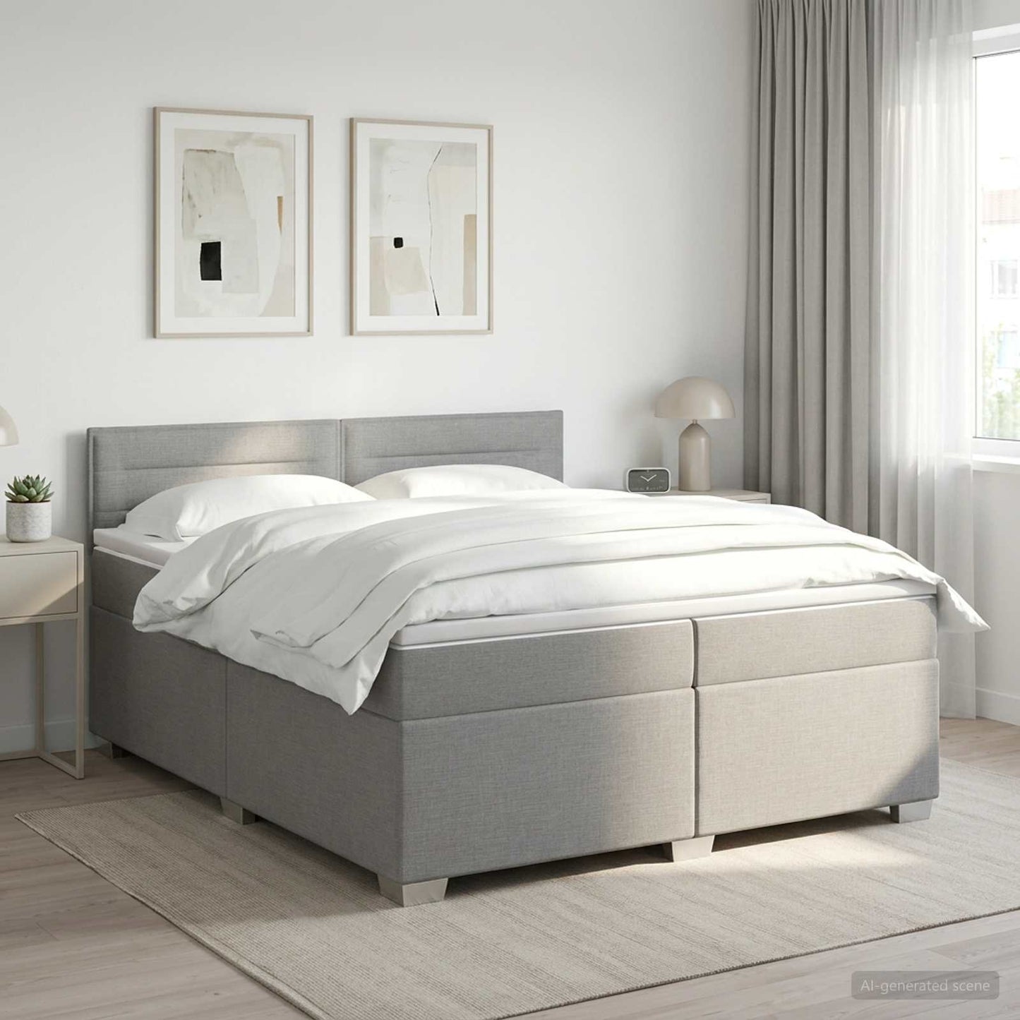 vidaXL Κρεβάτι Box Spring με Στρώμα και LED Ανοιχτό γκρι 200 x 200 cm