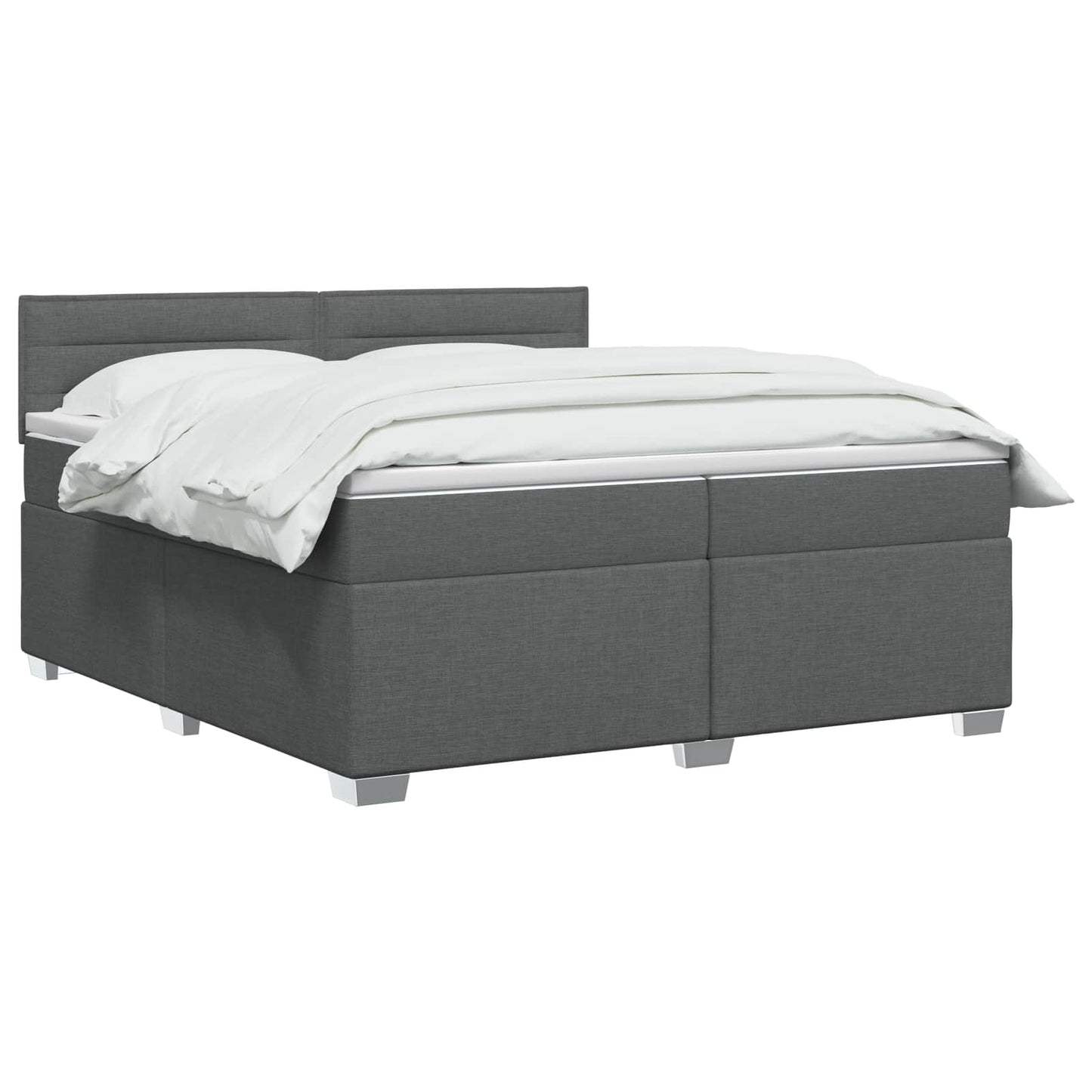 vidaXL Κρεβάτι Box Spring με Στρώμα και LED Σκούρο Γκρι 200 x 200 cm
