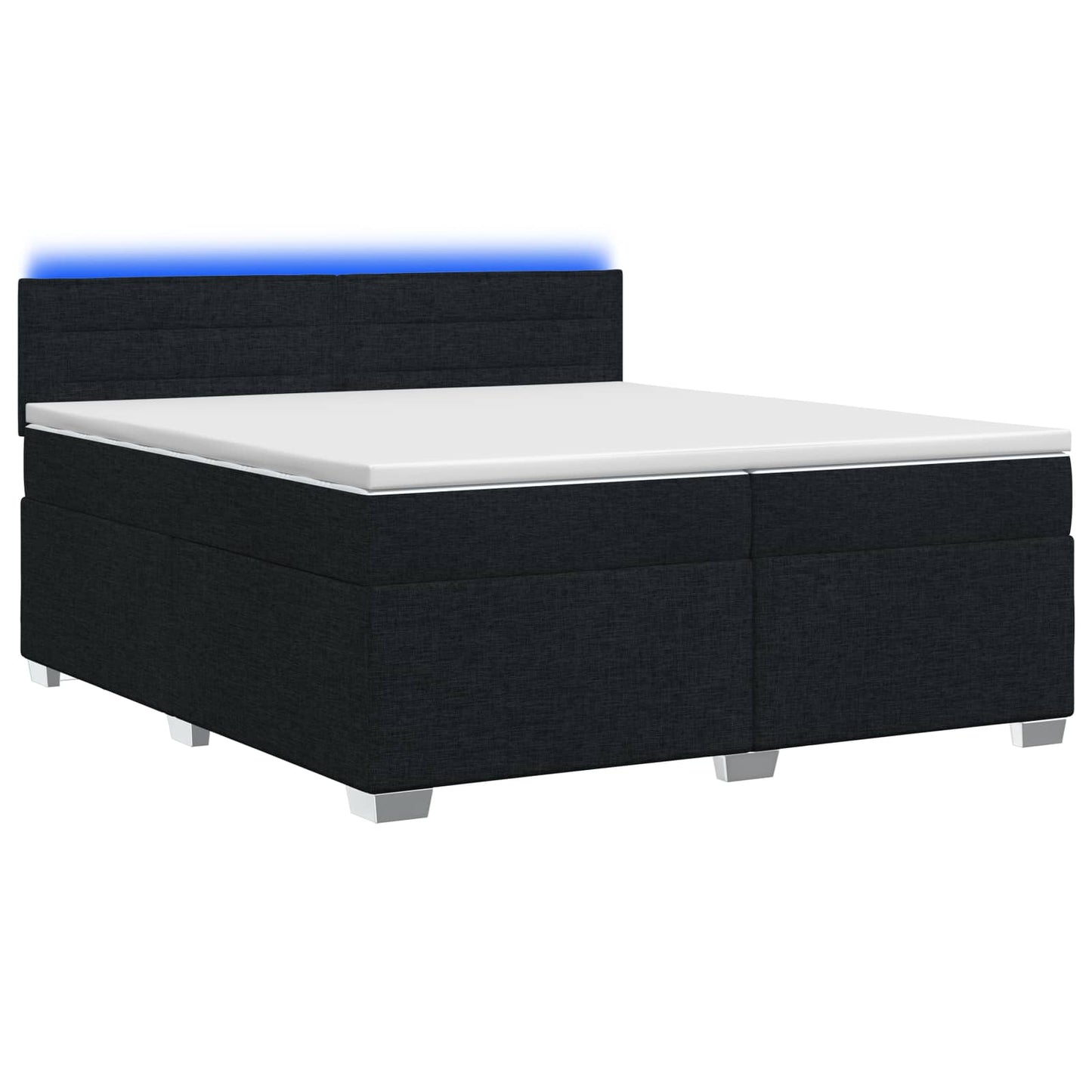 vidaXL Κρεβάτι Box Spring με Στρώμα και LED Μαύρο 200 x 200 cm Ύφασμα