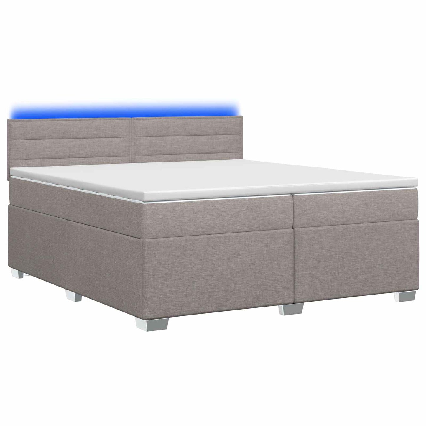 vidaXL Κρεβάτι Box Spring με Στρώμα και LED Taupe 200 x 200 cm Ύφασμα