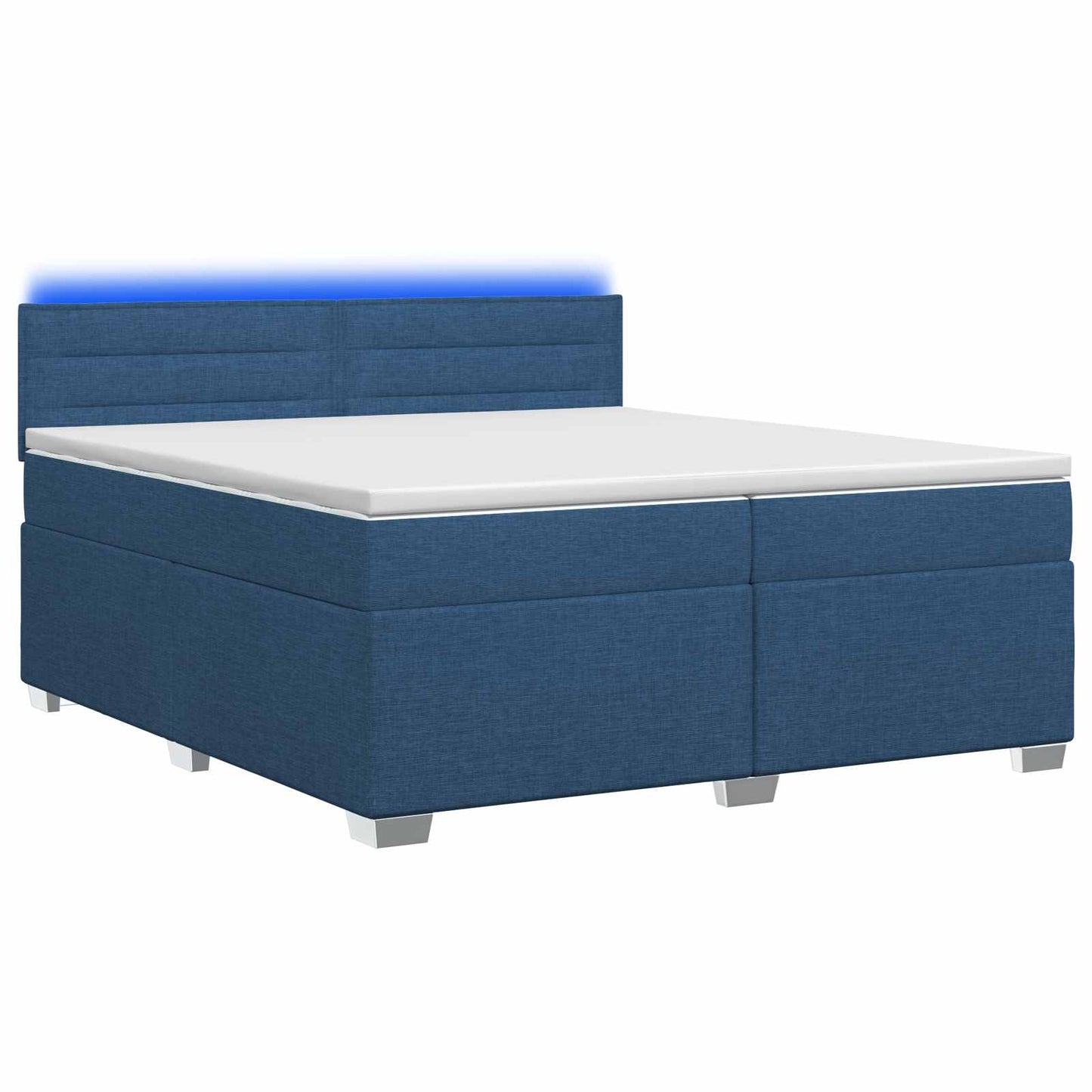 vidaXL Κρεβάτι Box Spring με Στρώμα και LED Μπλε 200 x 200 cm Ύφασμα