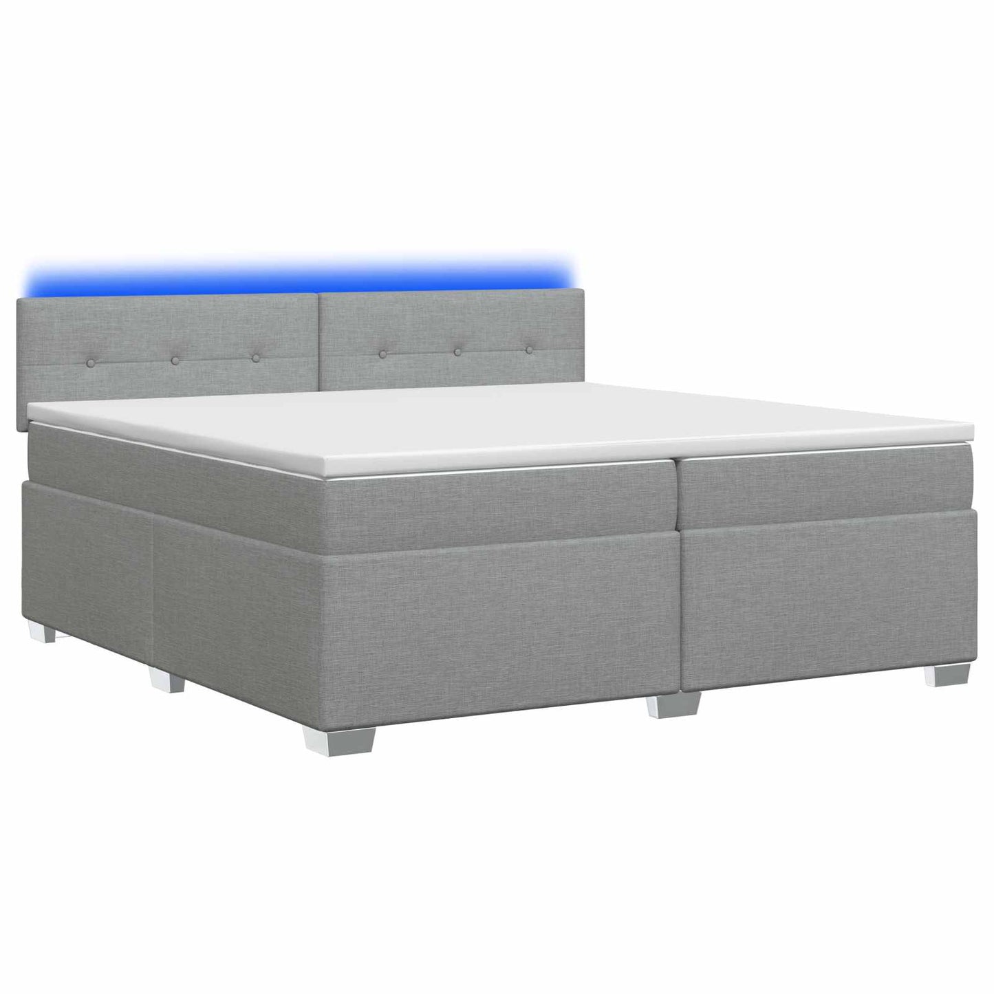 vidaXL Κρεβάτι Box Spring με Στρώμα και LED Ανοιχτό γκρι 200 x 200 cm