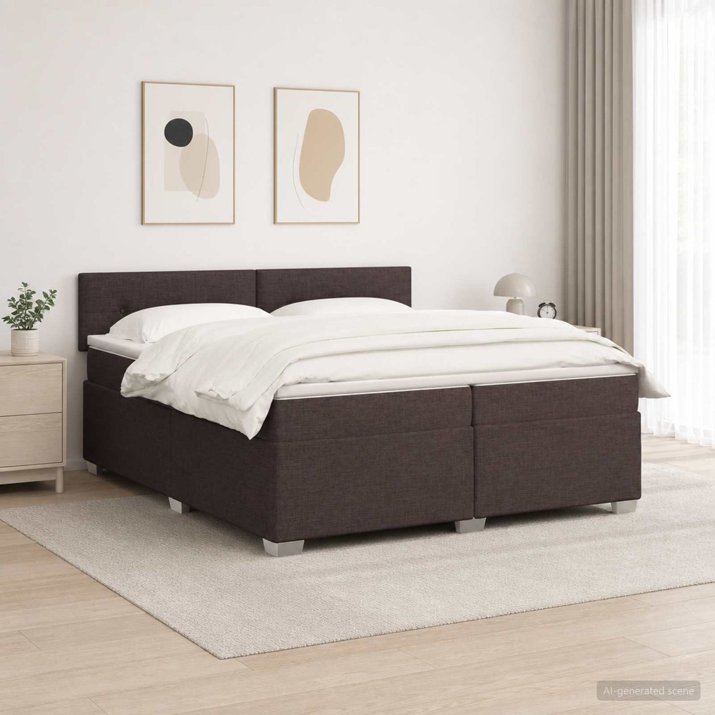 vidaXL Κρεβάτι Box Spring με Στρώμα και LED Σκούρο Καφέ 200 x 200 cm