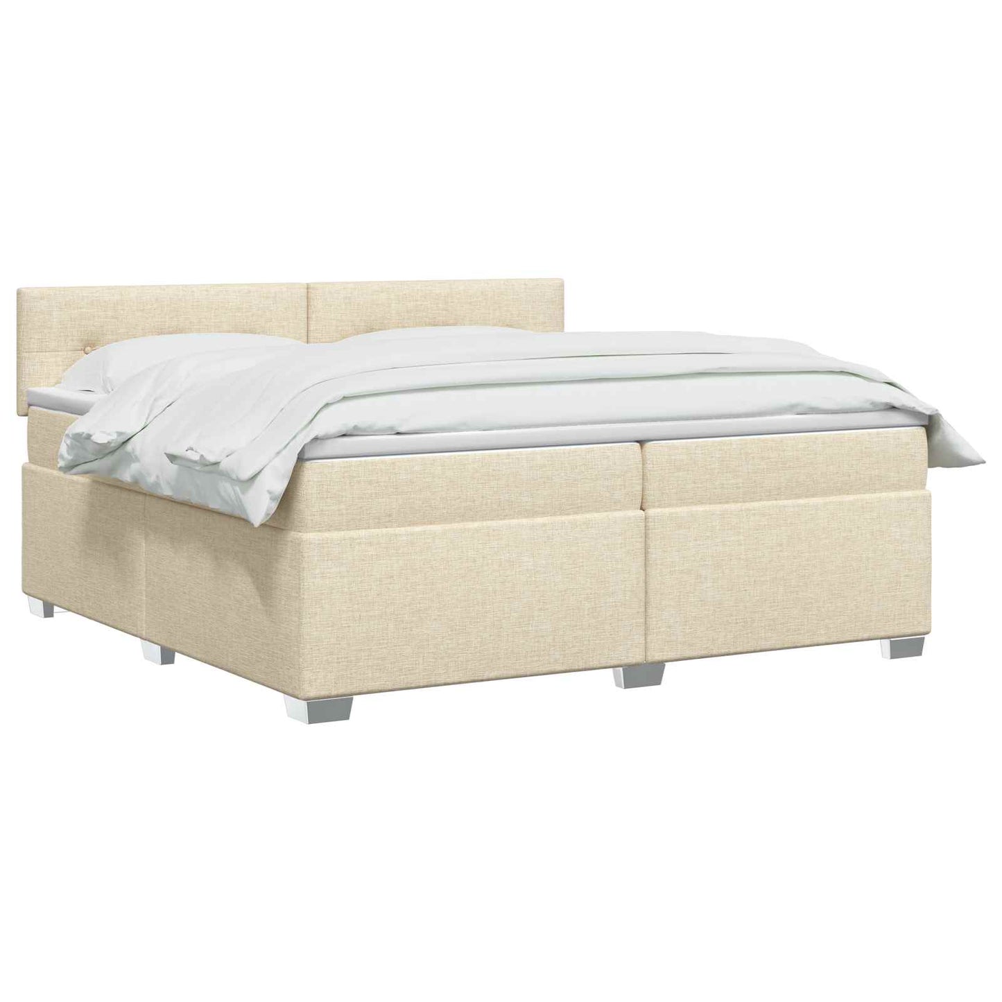 vidaXL Κρεβάτι Box Spring με Στρώμα και LED Κρεμ 200 x 200 cm Ύφασμα