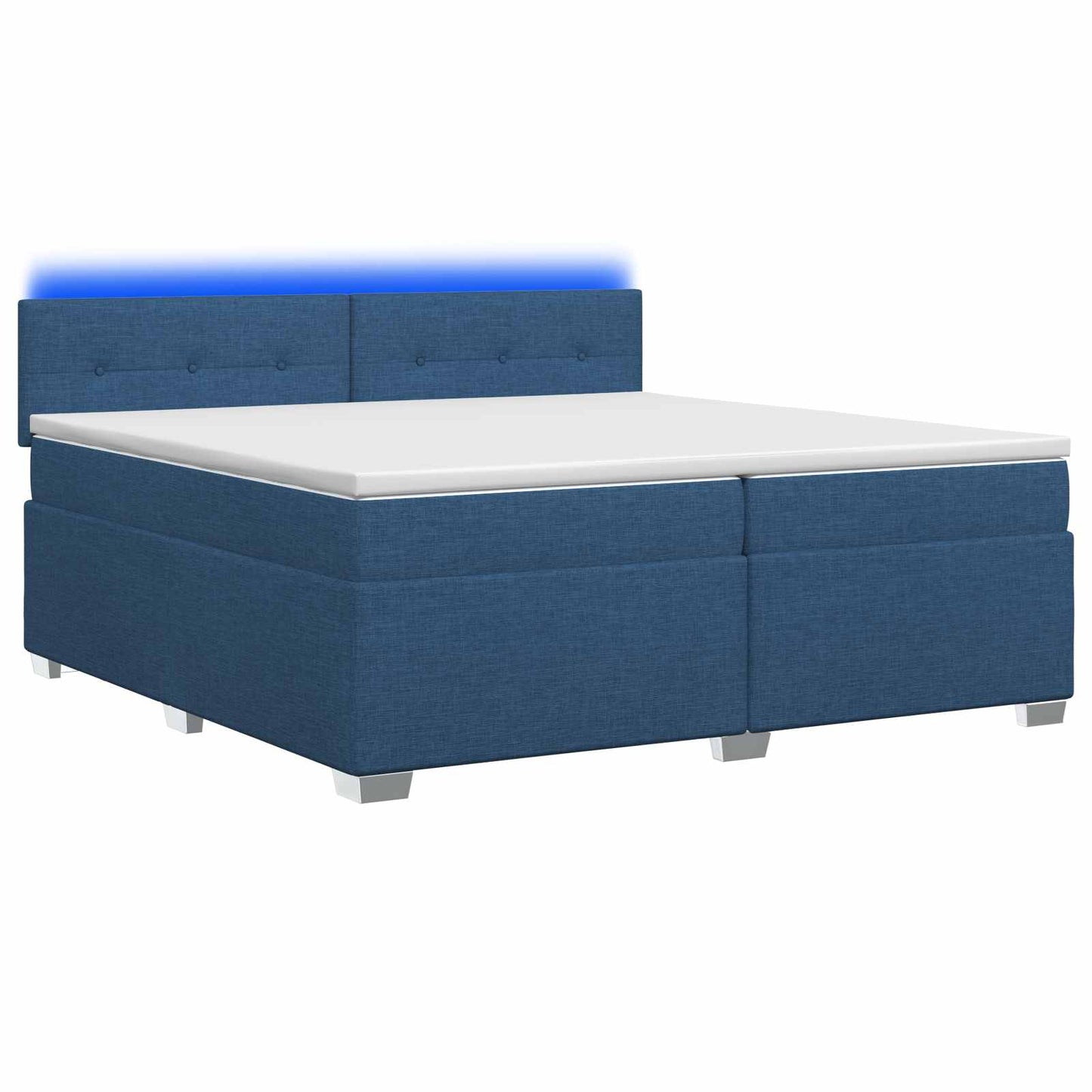 vidaXL Κρεβάτι Box Spring με Στρώμα και LED Μπλε 200 x 200 cm Ύφασμα