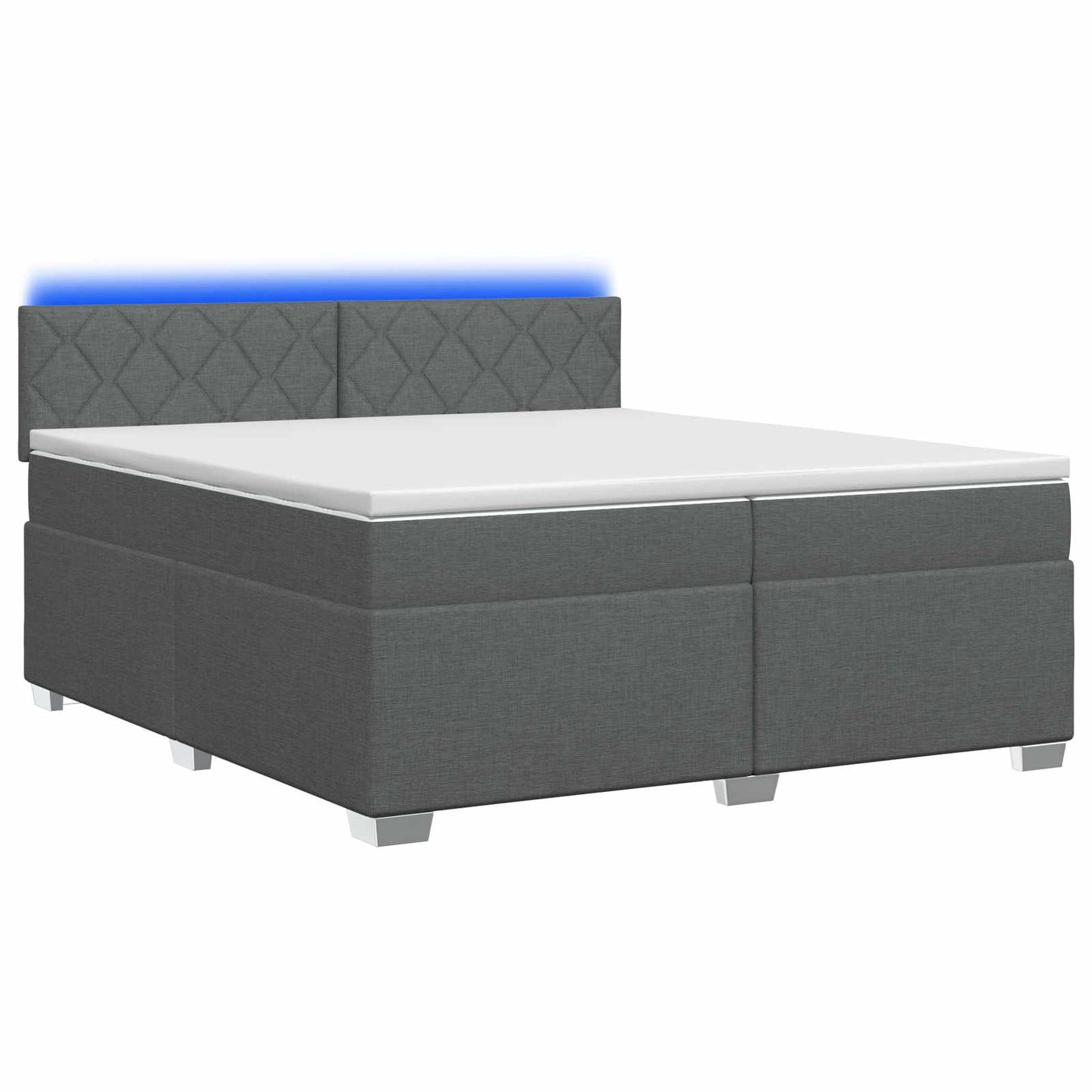 vidaXL Κρεβάτι Box Spring με Στρώμα και LED Σκούρο Γκρι 200 x 200 cm
