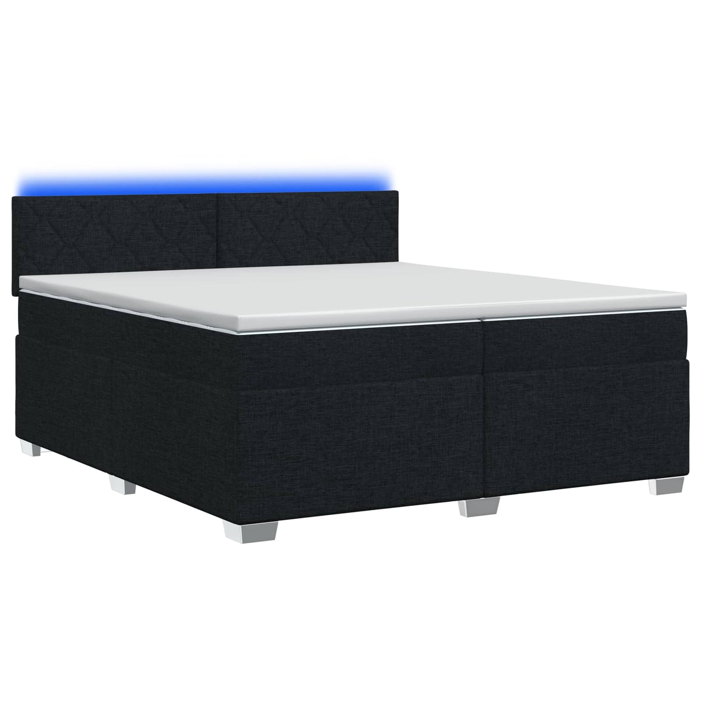vidaXL Κρεβάτι Box Spring με Στρώμα και LED Μαύρο 200 x 200 cm Ύφασμα